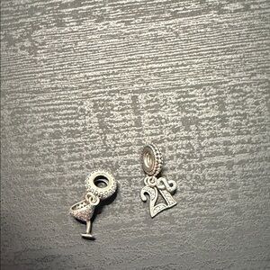 Pandora Silver Cocktail Glass & '21' Dangle Charms